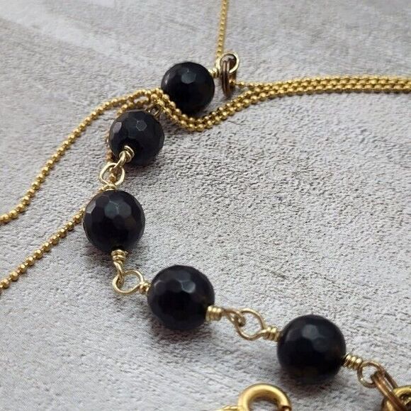 BPD Betsy Pittard Designs Goldtone Hammered Peace Symbol 35"  Y-drop Necklace - Picture 3 of 5